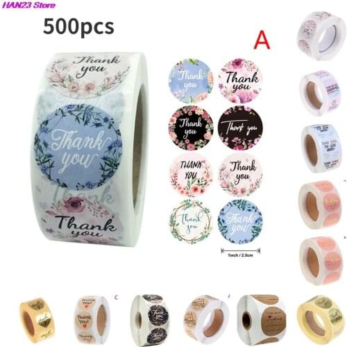 500pcs/roll Thank You Stickers for Seal Labels 1 Inch Gift Packaging Stickers Birthday Party Offer Stationery Sticker