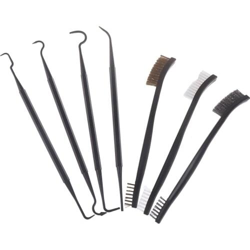 7pcs/Set 3pcs Steel Wire Brush + 4pcs Nylon Pick Set Universal Gun Hunting Cleaning Kit Tactical Rifle Pistol Gun Cleaning Tool