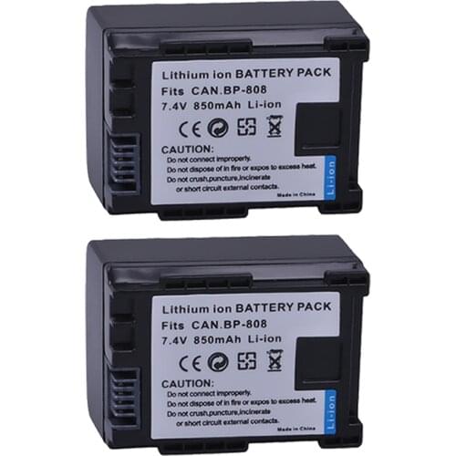2Pcs BP-808 BP 808 BP808 Battery for Canon BP-809 819 827 HF200 HF20 HG21 HG20 FS200 FS21 FS22 HFS30 HFM41 HFM400 FS300 FS100
