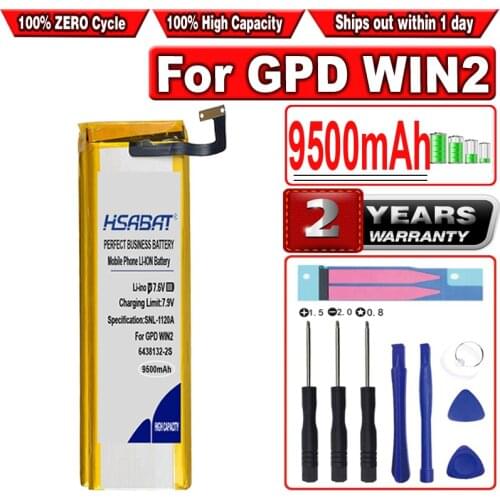 HSABAT 9500mAh 6438132-2S Battery for GPD WIN2 for GPD WIN 2 Handheld Gaming Laptop Windows 10 System 8GB RAM Mini PC,GamePad