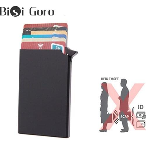 BISI GORO Credit Card Holder Automatically Eject Solid Color Metal Bank Credit Card Package Business Card Holder Case Cartridge