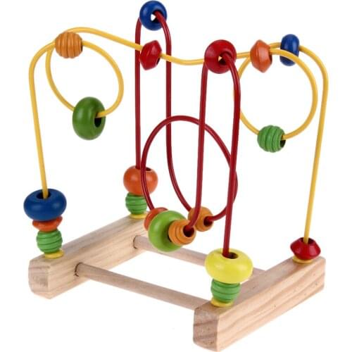 Baby Wooden Toys Round Bead Maze Childrens Toys Educational Mathematics Counting Circle Beads Abacus Line Maze Coaster Toys