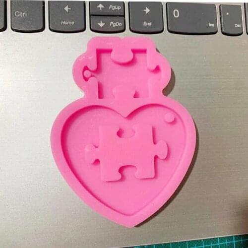 DIY Autistic Love Puzzle Pendant Keychain Silicone Mold Heart Jigsaw Puzzle Mold Crystal Mold Soap Making dropshipping
