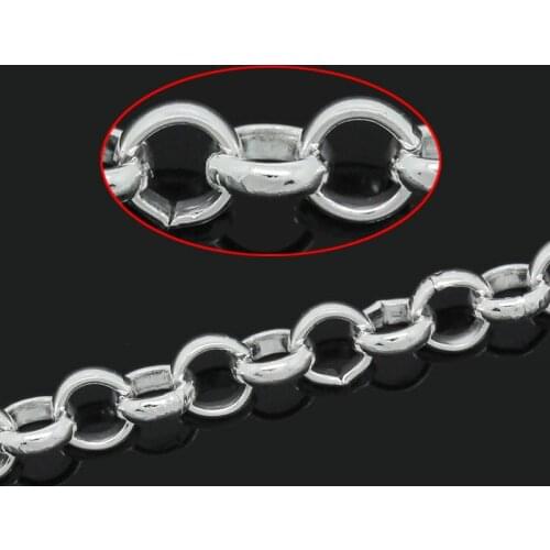 DoreenBeads Link-Opened Cable Chains Findings silver color 5mm,5M (B30798)