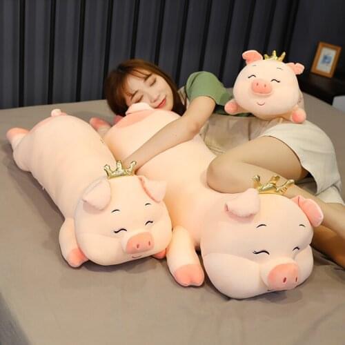 65-105CM Giant Lovely Soft Down Cotton Pig Plush Toys Stuffed Pink Pig Doll Baby Sleep Pillow Cushion Gift for Girlfriend Kids
