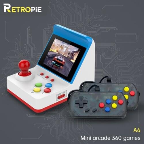 RETROPIE A6 Arcade FC 8-Bit Video Game Console Cheap Childrens Gift Toys Built-In 360 Retro Games Double Game Console