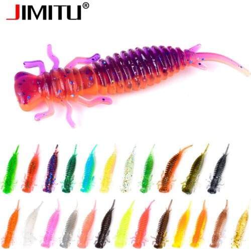 JIMITU 10pcs Soft Fishing Lure Two Hue larva insect lures wobbler silicone bait Trout Bass jigging leurre souple mer savage Gear