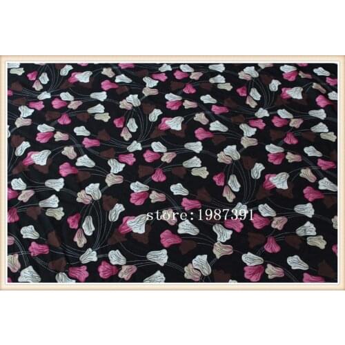 145cm width Composite flower fabric flowers pattern black background can't see through for skirt suit-dress headband CH-5554