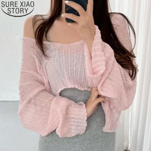 Korean Chic Summer Sexy V Collar Short Tops Women Long Sleeve Sunscreen Shirt Backless Knitwear Casual Tops Clothes Blusas 15752