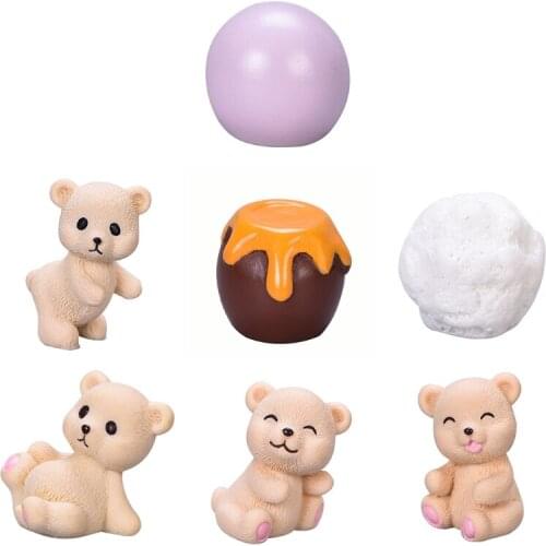 Cute Bear Ball Micro Landscape Figurine Ornaments Resin Craft Miniature Fairy Garden Decoration Accessories