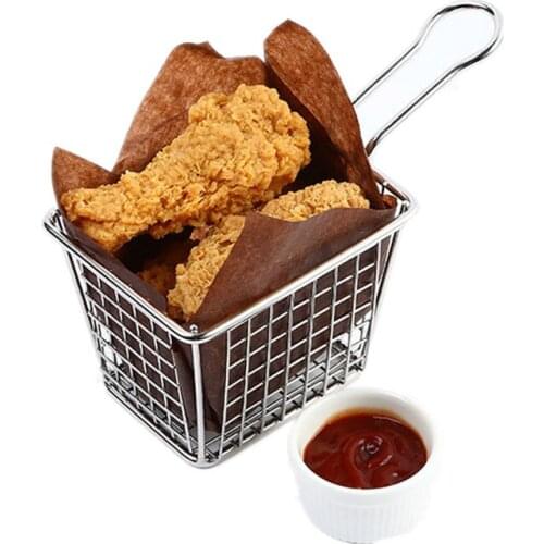 304 stainless steel mini frying basket Square basket fried chicken blue Leg French fries snack basket Creative tableware bowl