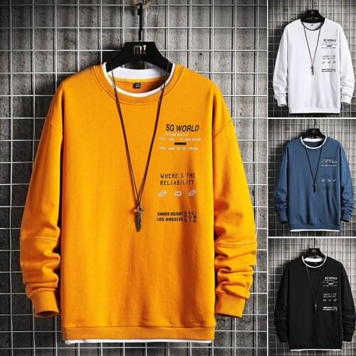 2021 Autumn Spring Round Neck Mens Hoodie Casual Print Long Sleeve Sweatshirt Men Hip-Hop Streetwear Trendy Pullovers