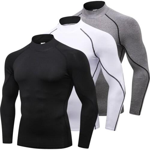 2019 New Mens Long Sleeve Compression Running T Shirt Men Rashgard Quick Dry Gym Fitness Running Sports Tights Mens Sportswear