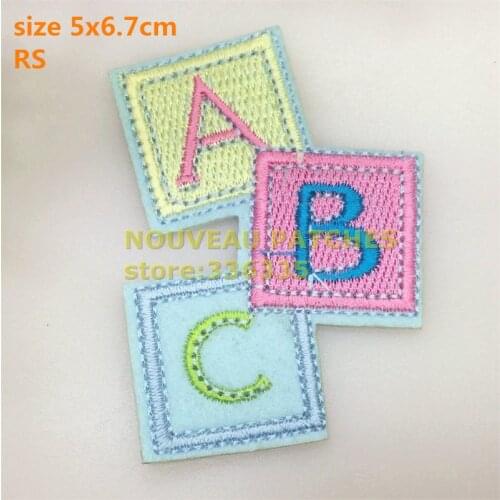 New arrival 10 pcs ABC yellow pink blue embroidered Iron On cartoon Patches garment Appliques RS accessory free shipping 151009