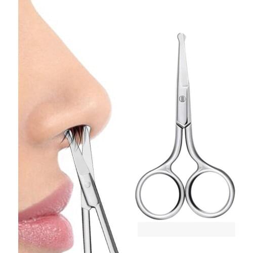 Nose Hair Scissor Stainless Steel Eyebrow Nose Hair Cut Manicure Facial Trimming Makeup Scissors Safety Hair Removal Tools