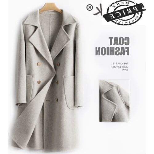 Winter Coat Women 100% Wool Double Breasted Coat Korean Autumn Long Cashmere Jacket Elegant Woolen Casaco Feminino 10fMSp