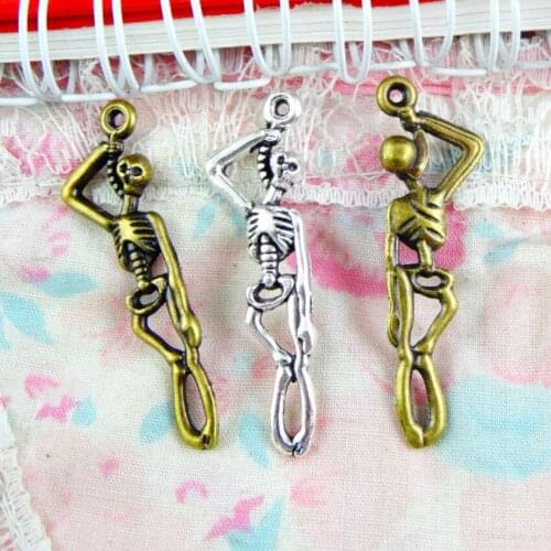 50pcs Charm skeleton pendant 42x12mm Antique silver Plated bronze Handmade Jewelry Making DIY Supplies Alloy accessories