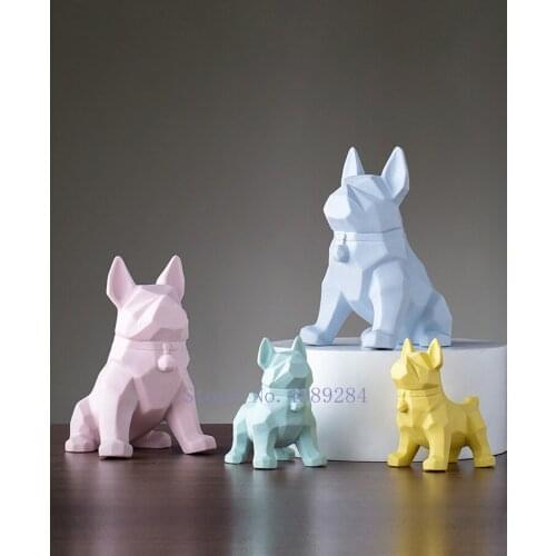 NORDIC CERAMICS GEOMETRIC FRENCH BULLDOG MODERN HOME DECORATION ACCESSORIES LIVING ROOM DECORATION CREATIVE SCULPTURE GIFT