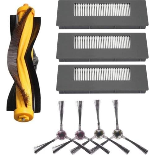 Replacement Filter and Brush Kit for ECOVACS DEEBOT 900 901 Robotic Vacuum Accessories - 8 Pack (3x Filter + 4x Side Brush+1x Ma