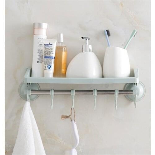 Home Storage Strong Sucker Storage Racks Hanger Multi function Kitchen Bathroom Cosmetics Finishing Storage Shelves Hooks