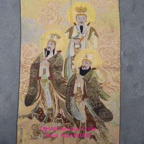 Brocade, cloth, painting, Thangka, embroidery, Buddha, silk, embroidery, portrait, Su embroidery, Buddha, embroidery, three offi