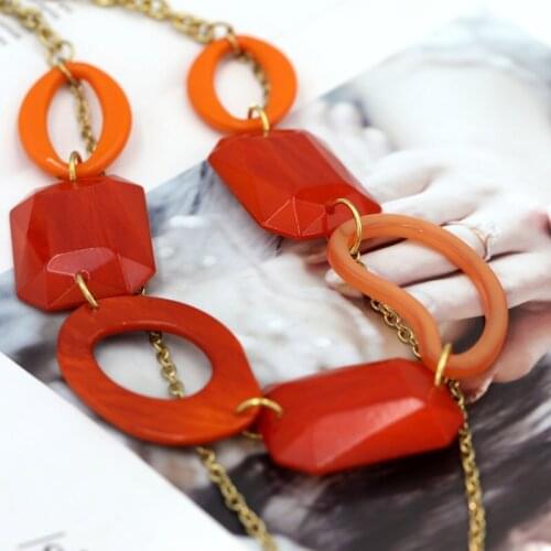 Jewelry personality double acrylic orange necklace clavicle chain joker short chain for women jewelry