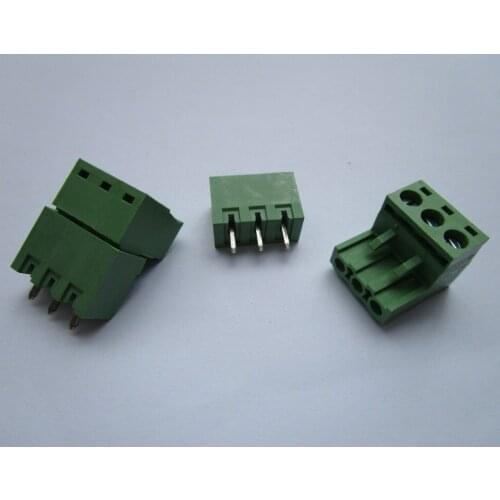 Close Straight 3 pin 5.08mm Screw Terminal Block Green Connector Pluggbale Type 50 Pcs Per Lot