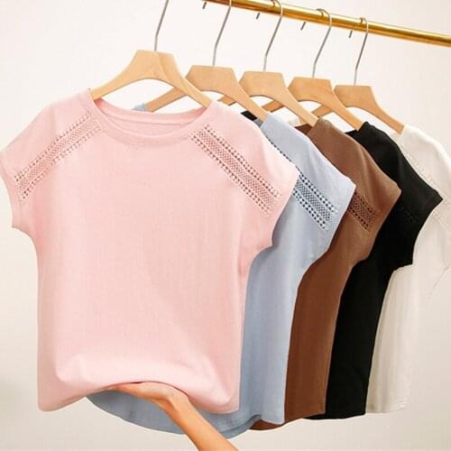 Female T-shirt Women Tops 2020 Summer Cotton T-Shirts For Women Black White Pink Plus Size Tshirt Short Sleeve Women T Shirts