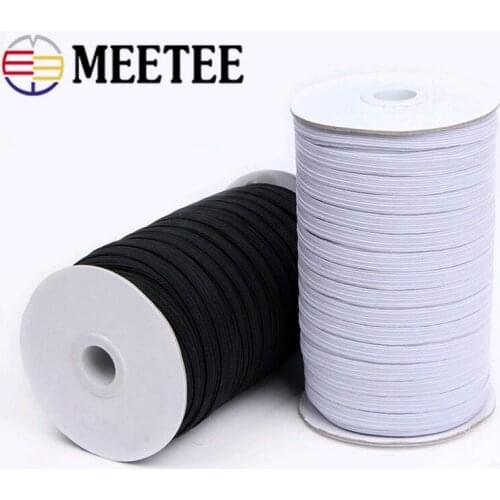 100/200yards 1roll 3mm/6mm Black White Flat Elastic Band Cords DIY Handmade Sew Rope Materials Sewing Accessories KY510