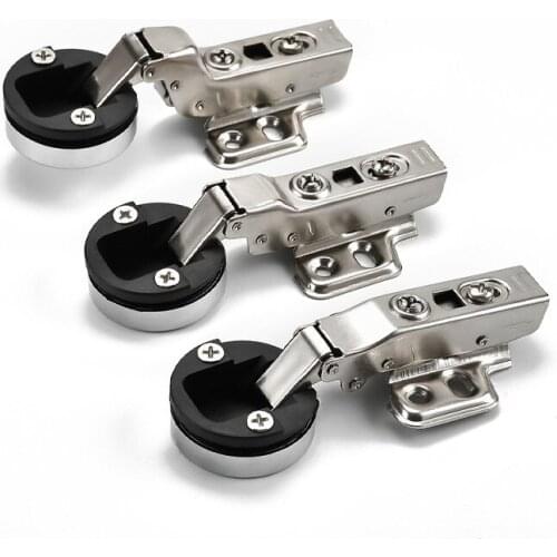 1PCS Cold Rolled Steel Glass Door Hinge Round Head Buffer Hydraulic Hinges Liquor Display Cabinet Furniture Hardware Accessories