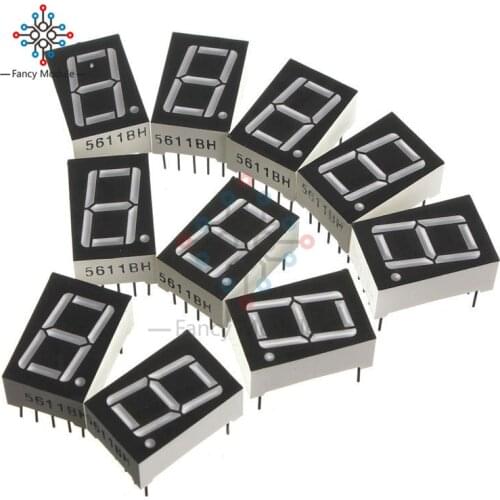 10PCS Red 7 Segment 0.5" LED Display Digital Tube Common Anode 1 Bit 0.5 inch