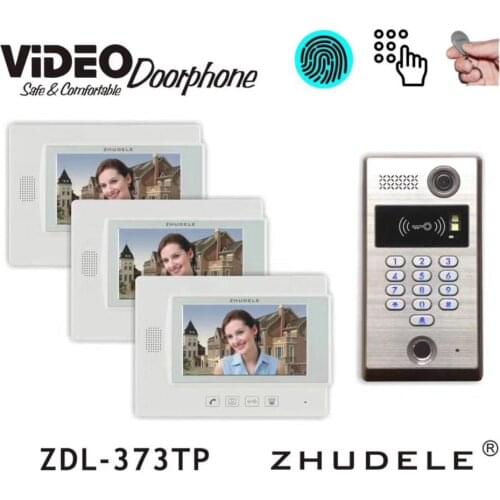 1V3 7"video door phone waterproof explosion-proof IR camera,Fingerprint ID card and Password unlock support extra IP camera