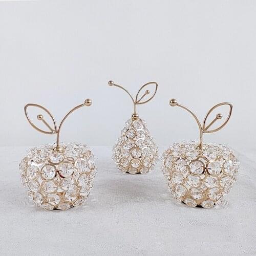 2pcs/lot Crystal ornaments apple pear ornaments in new house exhibition hall Wedding party decoration gift