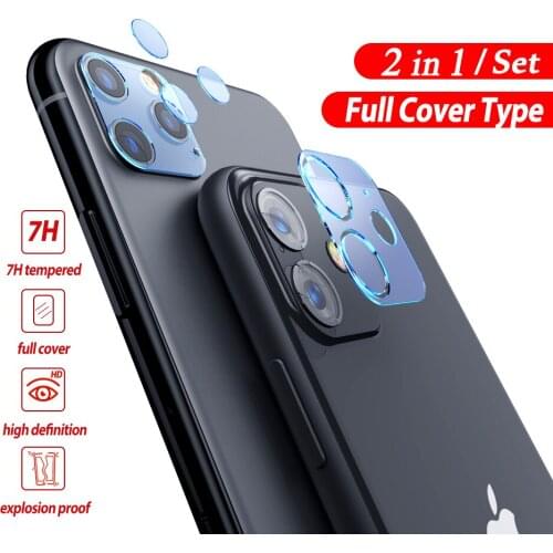2 in 1 Full Cover Back Camera Len Tempered Glass Protector For iPhone 11 Pro Max 11pro Rear lens Film Protective