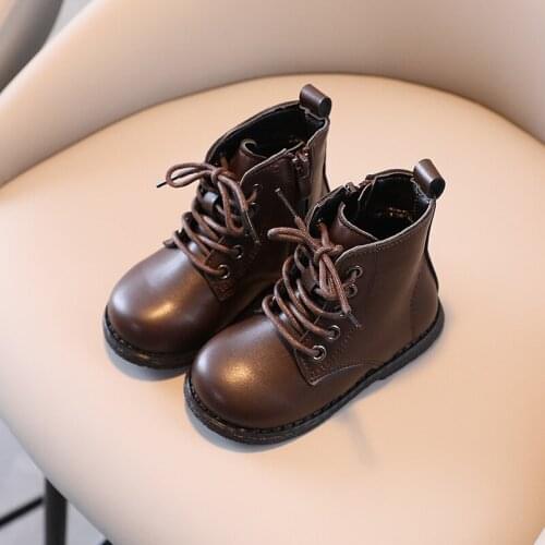 CAPSELLA KIDS Fashion Martin Boots 1-6 Years Shoes Boys Girls Autumn Winter Leather Boots Children Toddler Sneakers Size 21-30