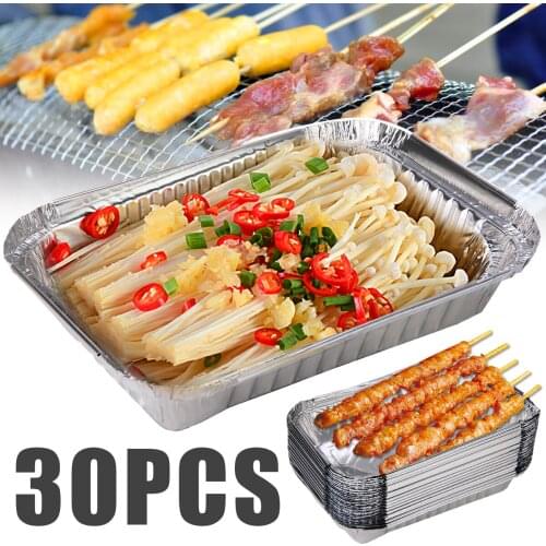 30Pcs Disposable BBQ Drip Pans BBQ Aluminum Foil Grease Drip Pans Grill Catch Tray For BBQ Outdoor Supplies