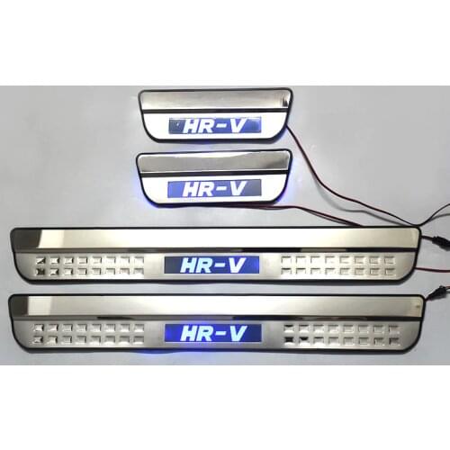 Fit For Honda HRV HR-V Vezel 2014 2015 2016 Stainless Steel LED Scuff Plate Door Sill Guards Thresholds Cover Trims 4Pcs