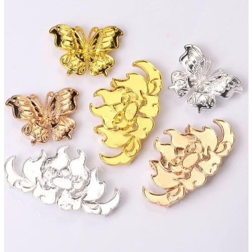 5pcs Fashion Metal Alloy Flower Butterfly Connectors Charm DIY Accessories For Jewelry Making