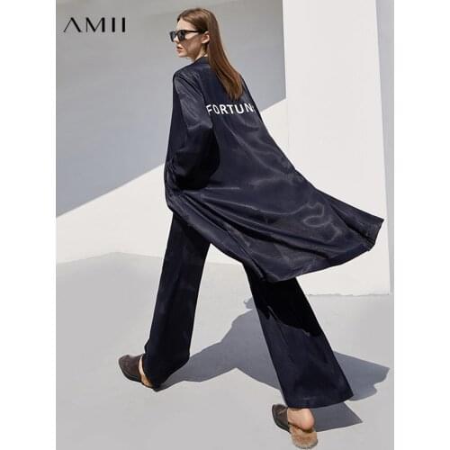 Amii Minimalism Womens Set Autumn Elegant Long Jacket Trench Coat Loose High Waist Pants Female Clothing Two Piece Set 12170049