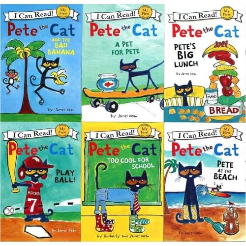 6 Pcs/Set I Can Read Pete The Cat English Picture Books Early Educaction English Short Stories Reading Book