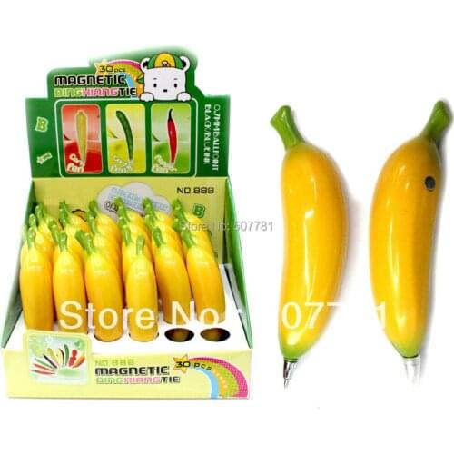 [Free shipping] NEW !Promotional Magnetism! Fruits and vegetables pens Personality pen- banana pen, 30pcs /lot