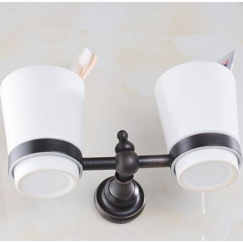 Black Oil Rubbed Bronze Double Tumbler Holder Cup & Tumbler Holders Toothbrush Holder Bathroom Accessories