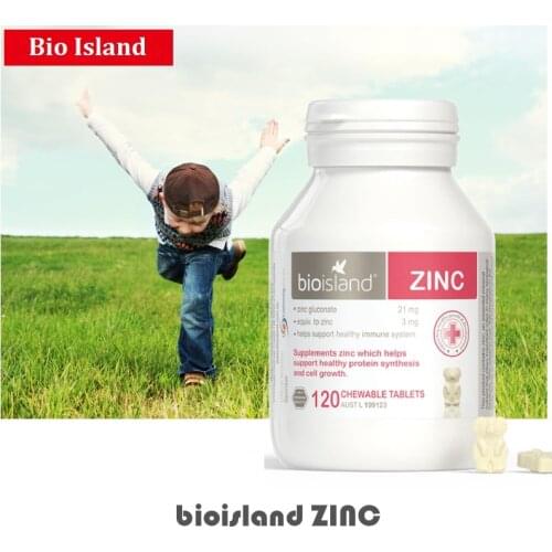 Australia Bio Island ZINC Supplement Milk Flavour Chewable 120Tablets for Children Immune system Growth Development Healthy skin