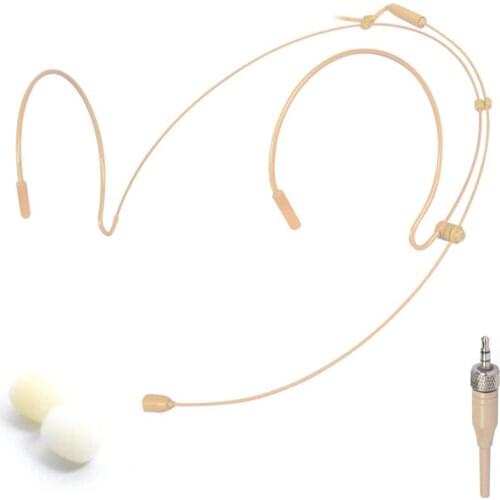 Double Earhook Headset Mic Headworn Microphone Comfortable To Wear For Sennheiser Wireless Beige Microfoon