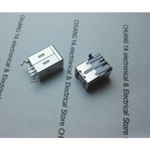 USB B female socket connector 90 or 180 degrees foot