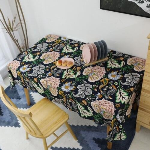 Cotton And Linen Garden Style Restaurant Tablecloth Printing Rectangular Household Anti-fouling Dust proof table cloth linen