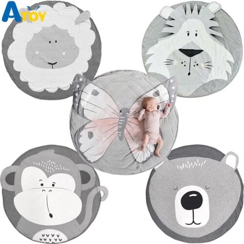 Ins Cartoon Baby Play Mats Pad Toddler Kids Crawling Blanket Round Carpet Rug Toys Mat For Children Room Decor Photo Props