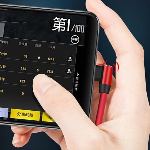 1m 90 Degree Elbow Braided design 5V/3.4A Max Type-C Phone Fast Charging Cable Data Sync Cord for Android phone