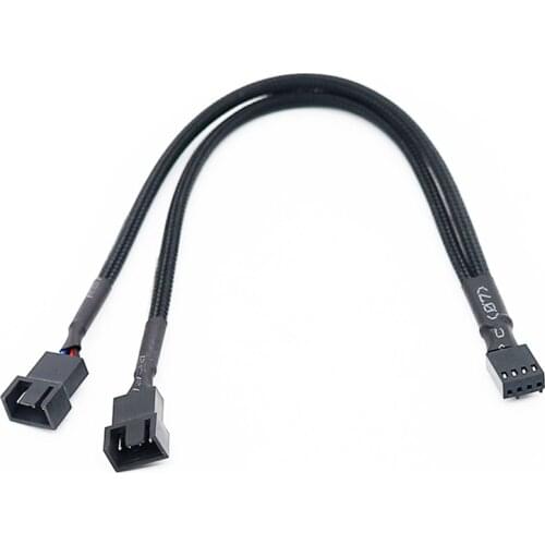 1 to 2 Way Braided Cable Y Splitter 3/4 Pin PWM Male Connector Fan Computer PC Fan Extension Adapter Cable
