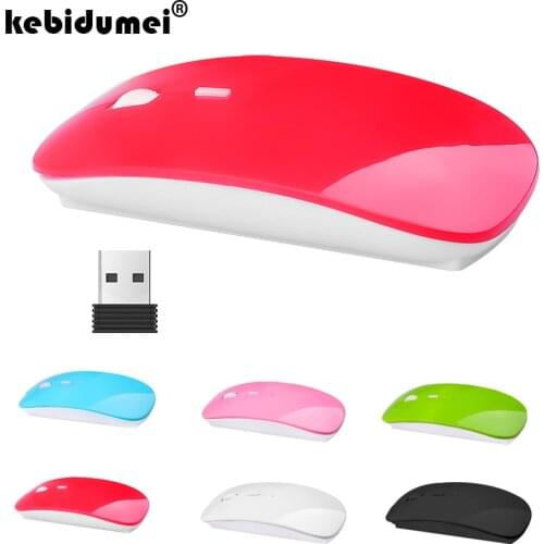 Kebidumei 2019 Ultra 2.4G Thin USB Optical Wireless Mouse Receiver Candy Color Super Slim Mouse Cordless for Computer PC Laptop